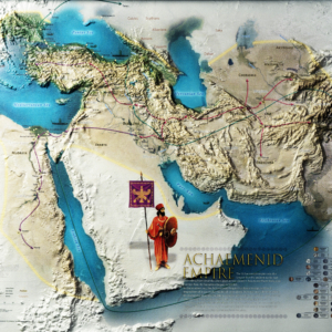Achaemenid Empire 3D relief wall map