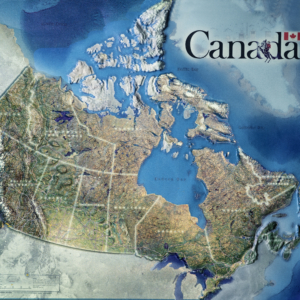 Canada 3D relief wall map